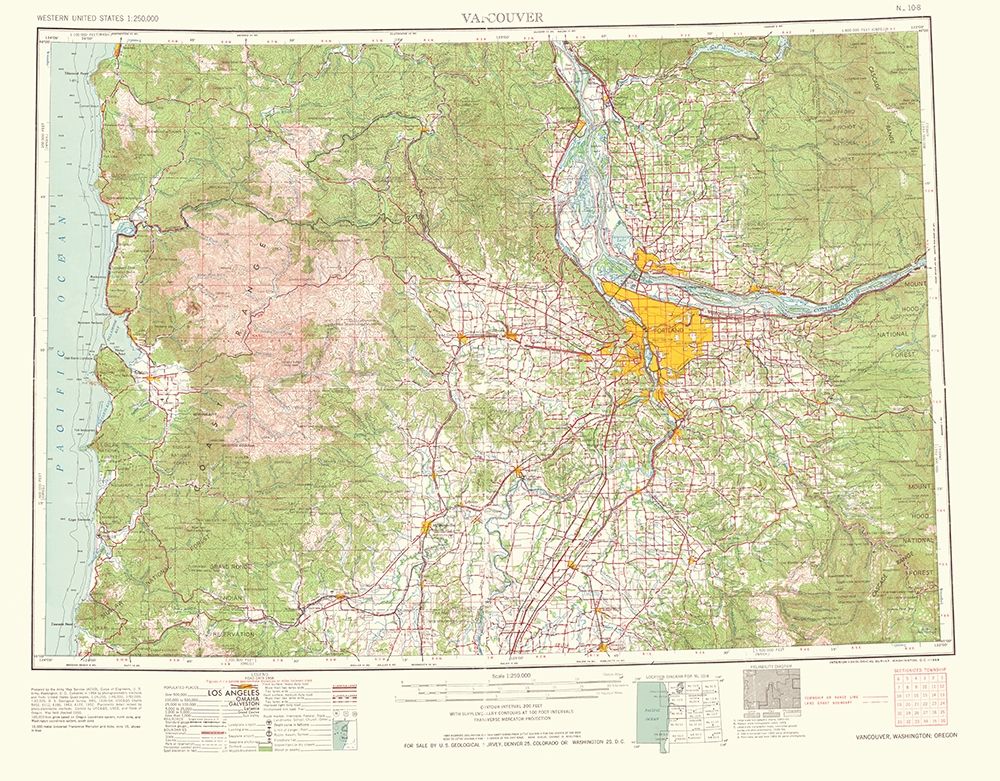 Vancouver Washington Oregon Quad - USGS 1964