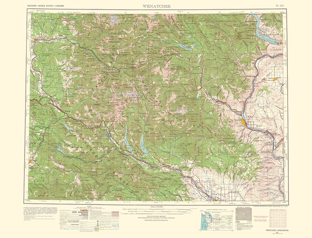 Wenatchee Washington Quad - USGS 1957