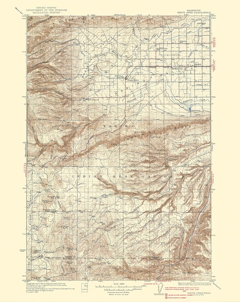 White Swan Washington Quad - USGS 1937