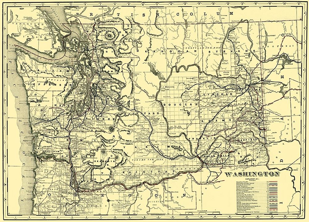Washington Railroads - 1892