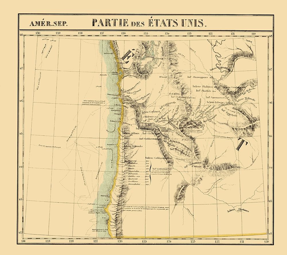 Washington, Oregon Coast - Vandermaelen 1825