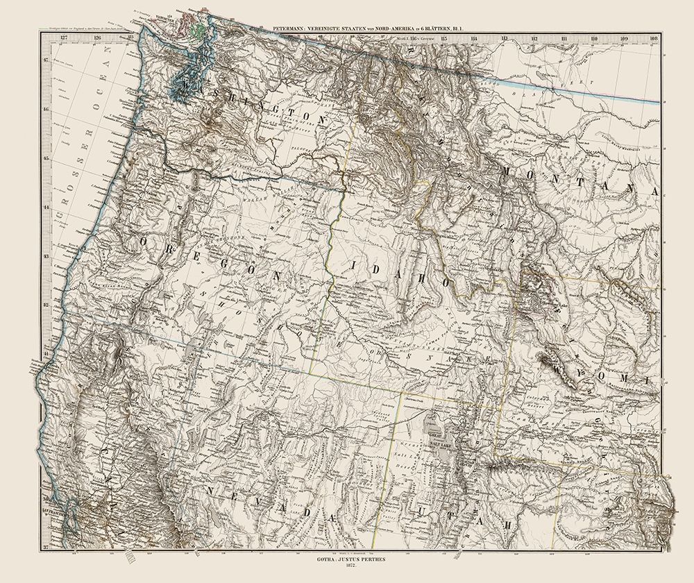 Northwest United States - Petermann 1872