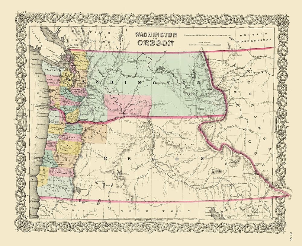 Washington, Oregon - Colton 1853