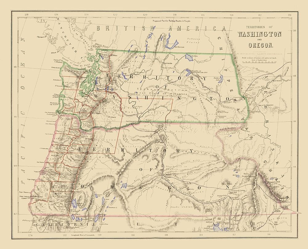 Washington, Oregon Territories - Rogers 1857