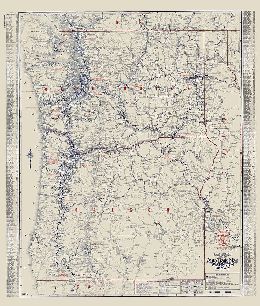 Washington, Oregon - Rand McNally 1925