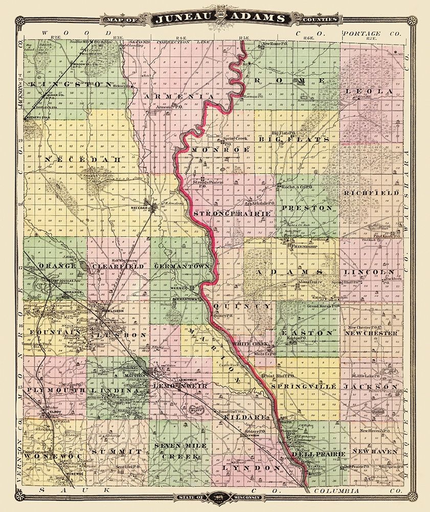 Juneau  Adams Wisconsin Landowner - Snyder 1878