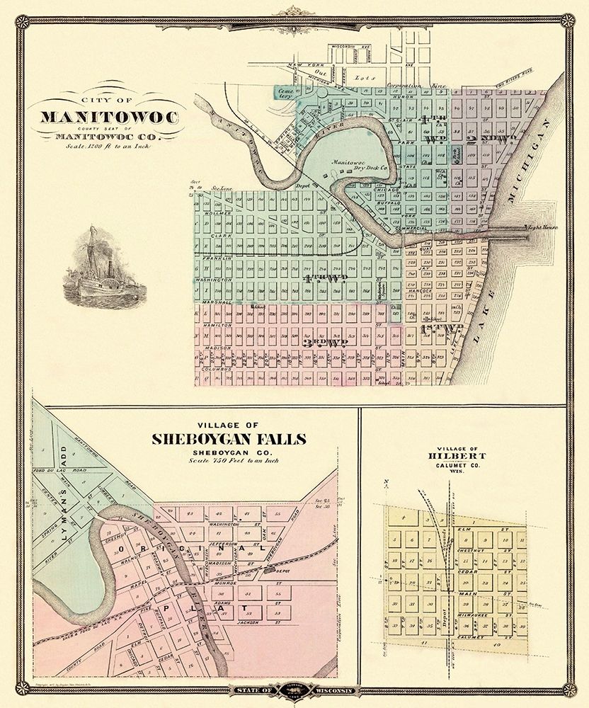 Manitowoc, Sheboygan Falls Wisconsin - Snyder 1878