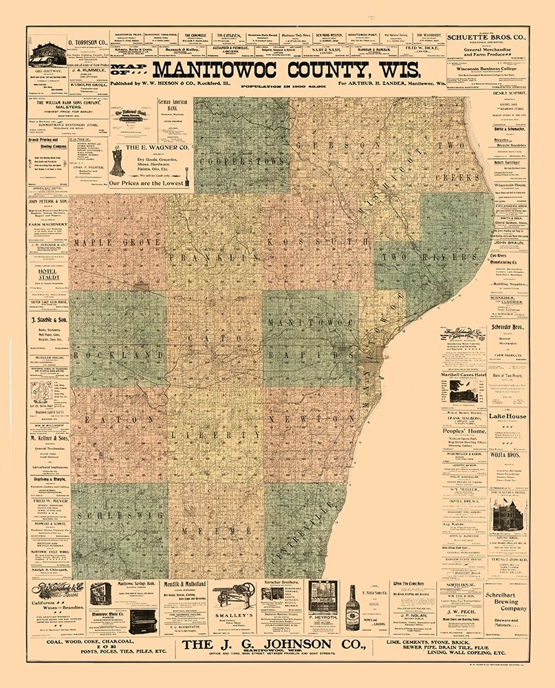 Manitowoc County Wisconsin - Hixon 1902
