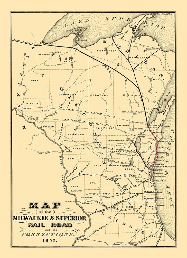 Milwaukee and Superior Railroad 1857
