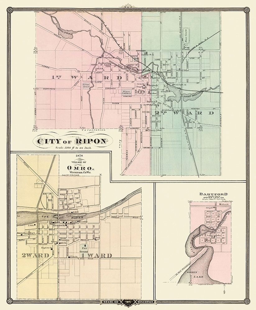 Ripon, Omro, Dartford Wisconsin - Snyder 1878