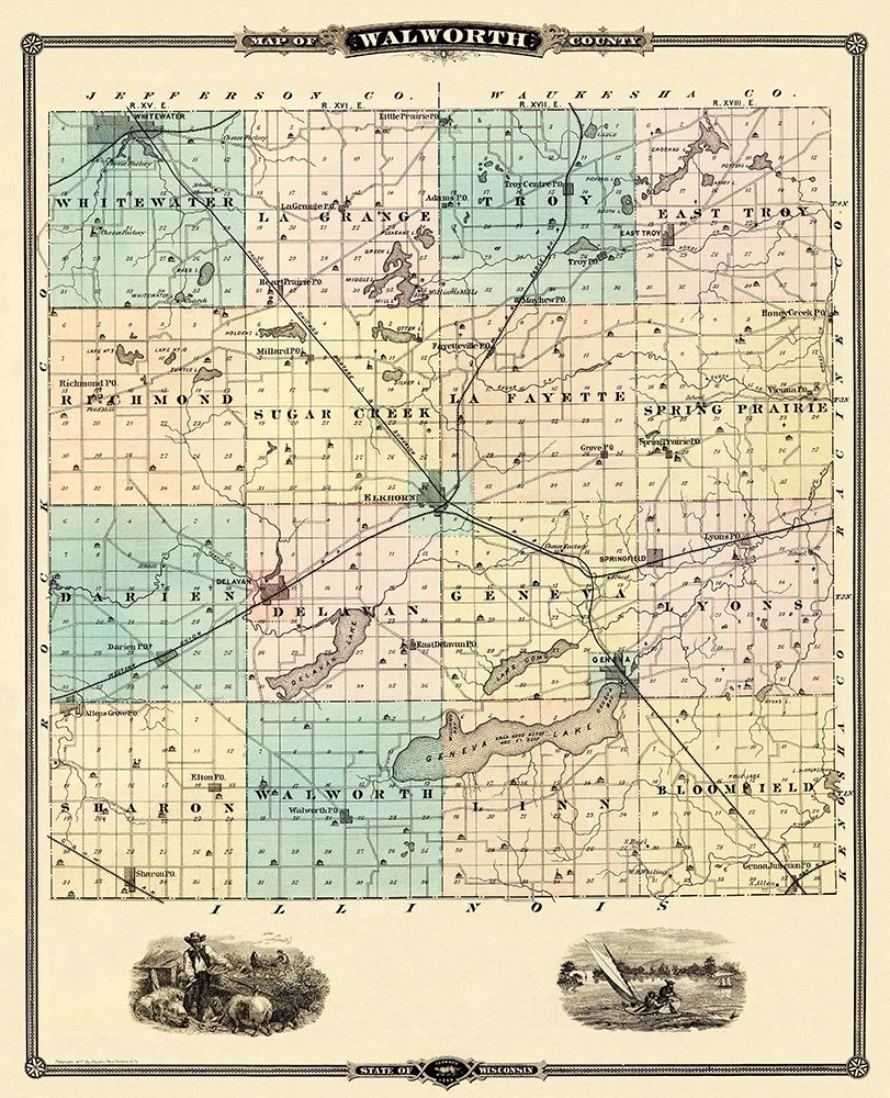 Walworth Wisconsin Landowner - Snyder 1878