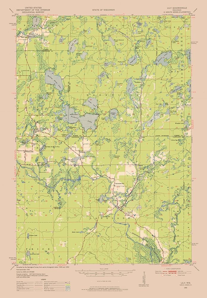 Lily Wisconsin Quad - USGS 1950