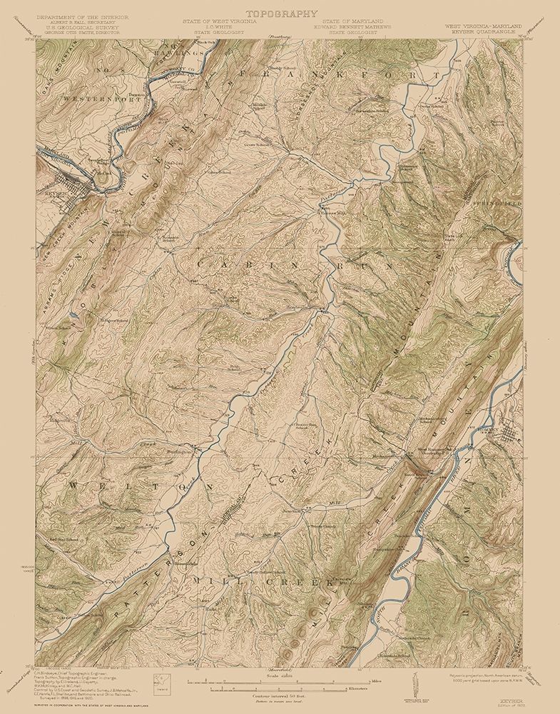 Keyser West Virginia Maryland Quad - USGS 1920