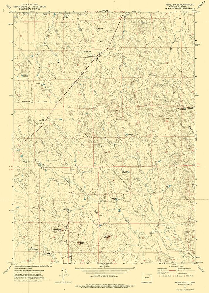 Appel Butte Wyoming Quad - USGS 1971