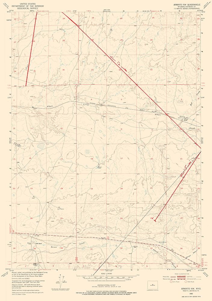 North West Arminto Wyoming Quad - USGS 1952