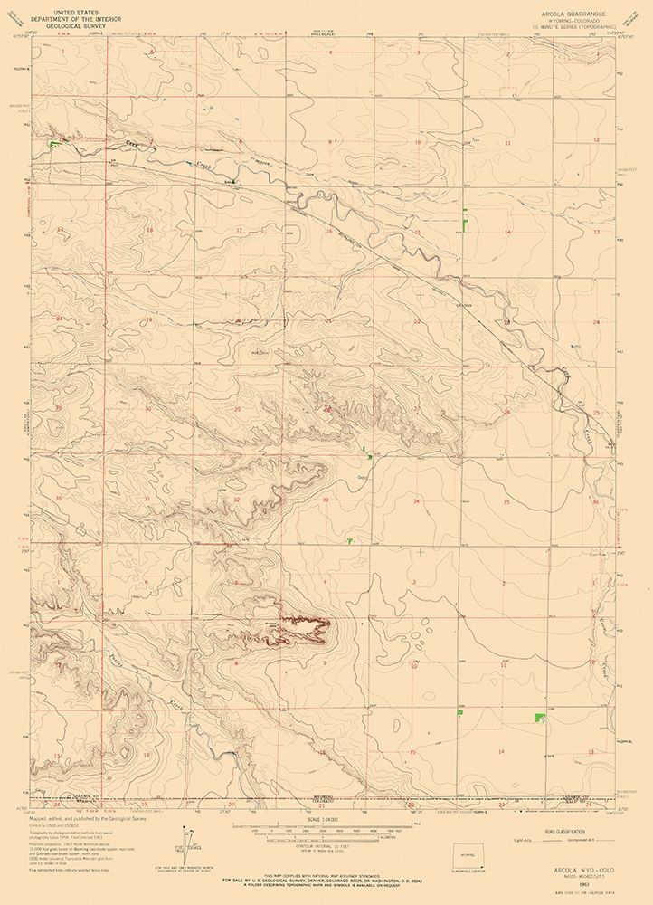 Arcola Wyoming Quad - USGS 1963
