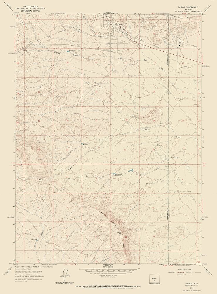 Bairoil Wyoming Quad - USGS 1961