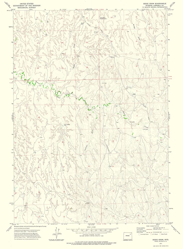 Bogie Draw Wyoming Quad - USGS 1971