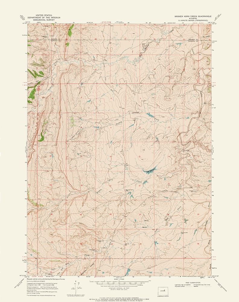 Broken Horn Creek Wyoming Quad - USGS 1968