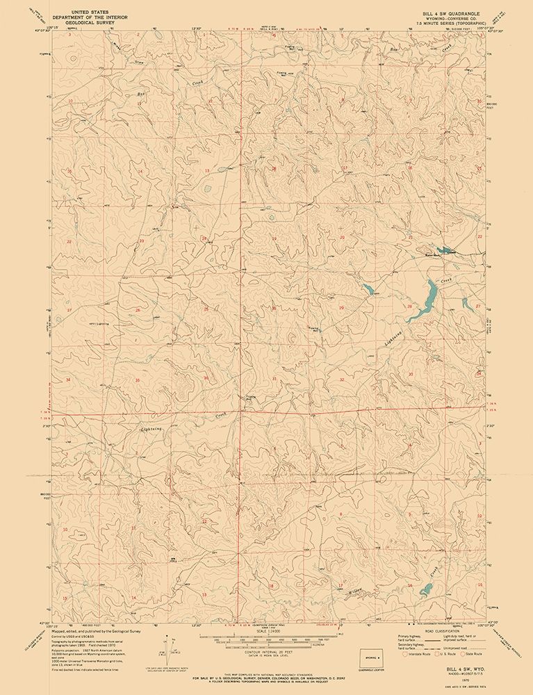 Bill 4 Converse County Wyoming Quad - USGS 1970