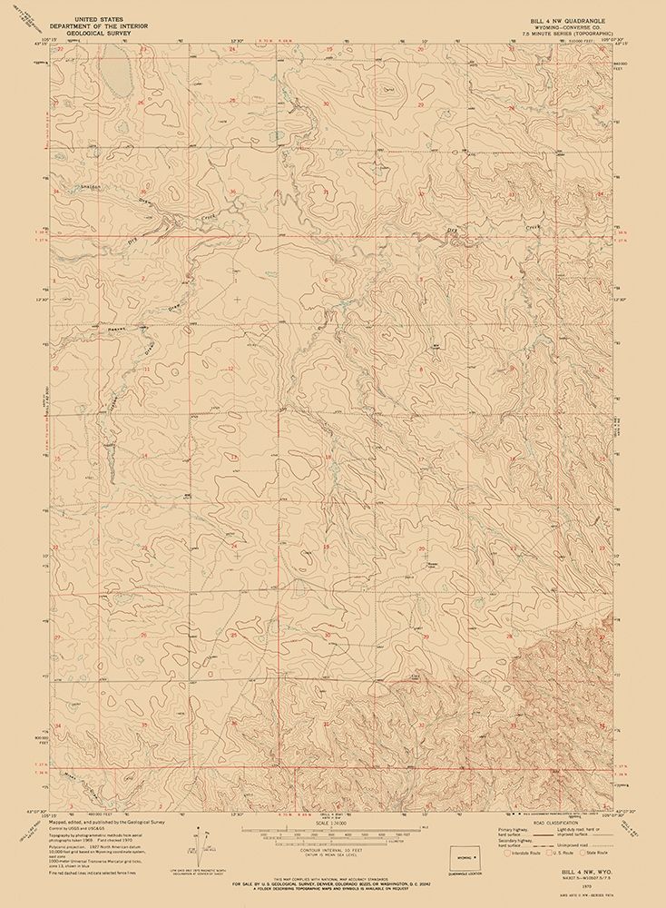 North West Bill Wyoming Quad - USGS 1970