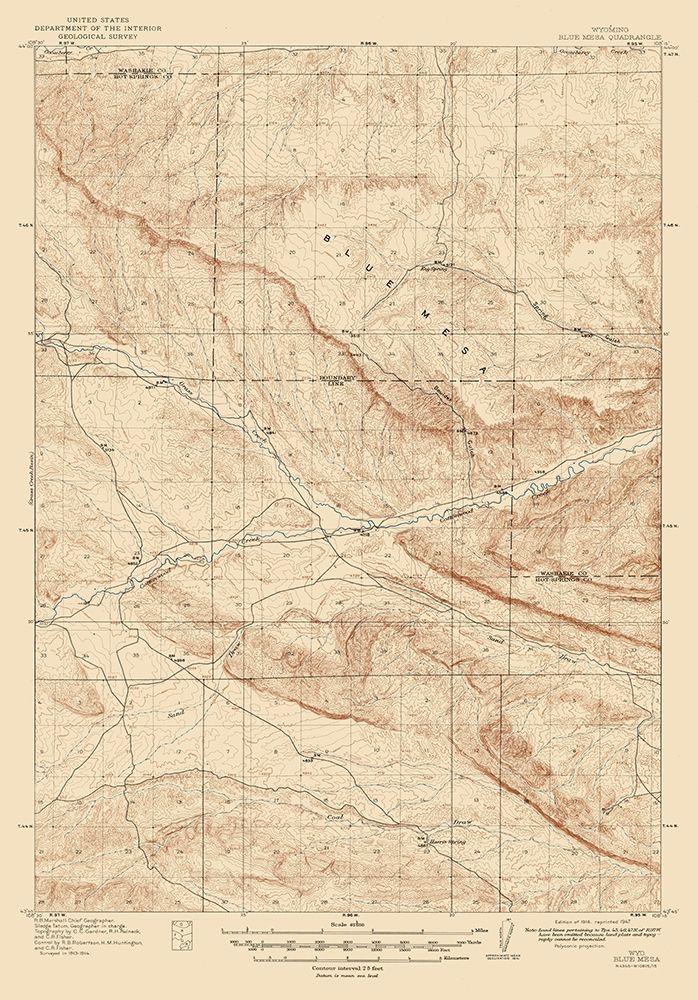 Blue Mesa Wyoming Quad - USGS 1916