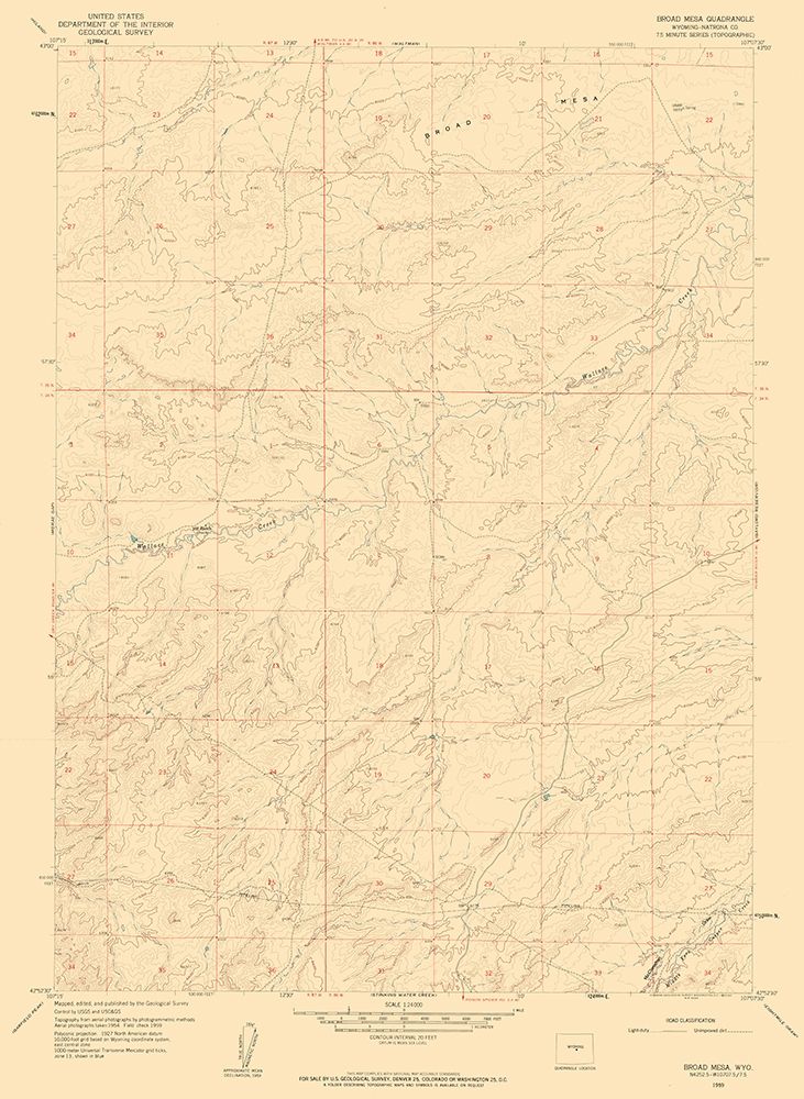 Broad Mesa Wyoming Quad - USGS 1959
