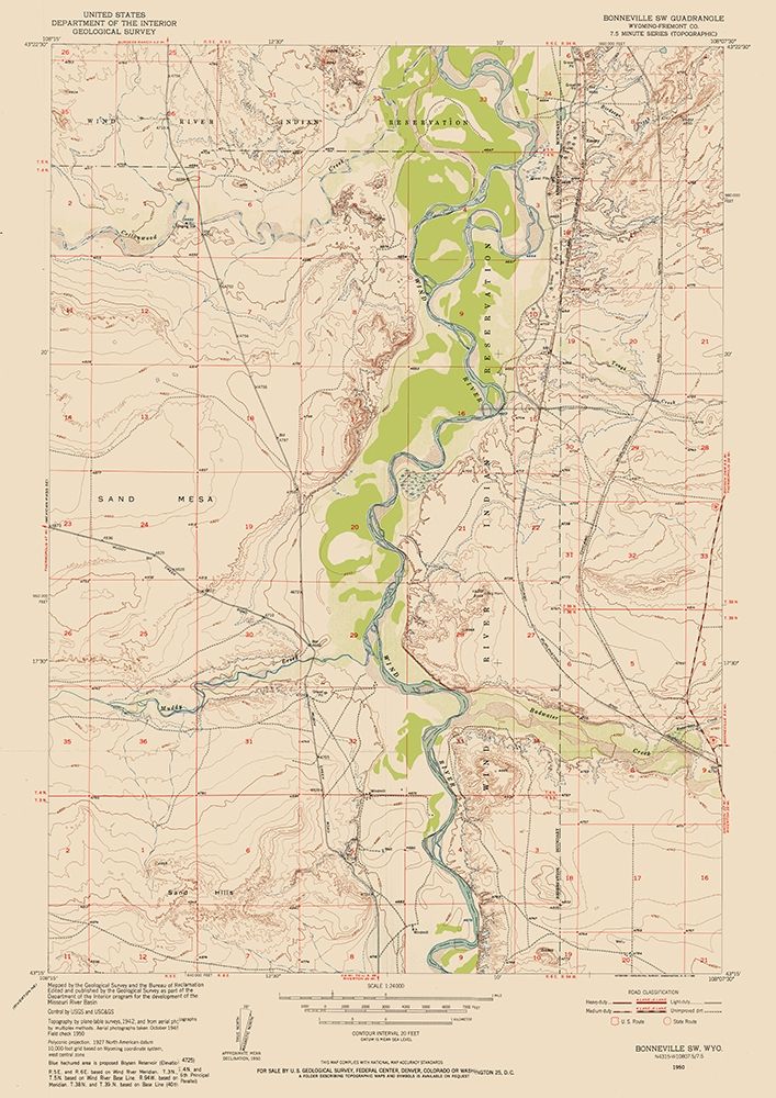 Bonneville Wyoming Quad - USGS 1950