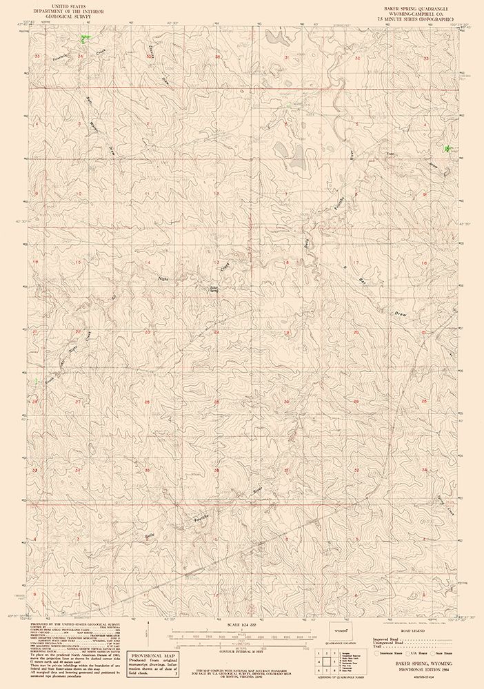 Baker Spring Wyoming Quad - USGS 1984