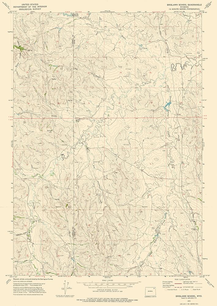 Brislawn School Wyoming Quad - USGS 1972