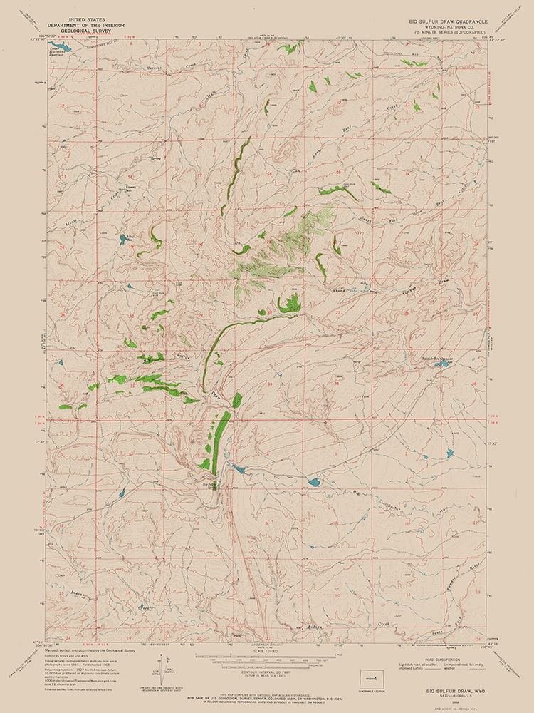 Big Sulfur Draw Wyoming Quad - USGS 1968