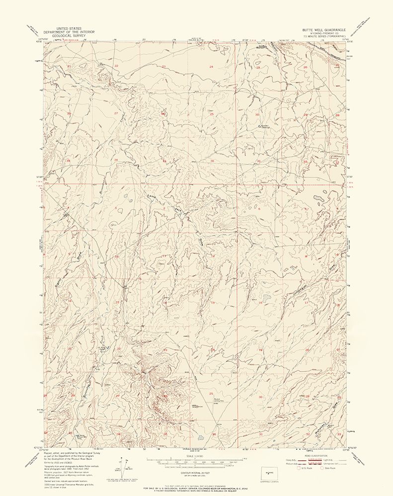 Butte Well Wyoming Quad - USGS 1952