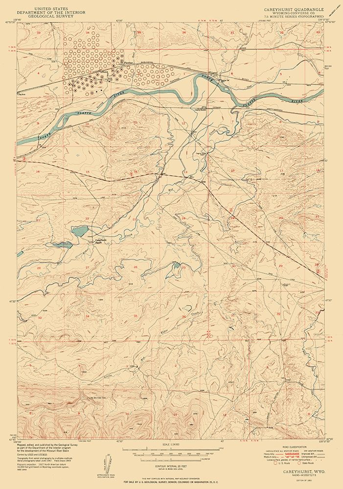 Careyhurst Converse Wyoming Quad - USGS 1950
