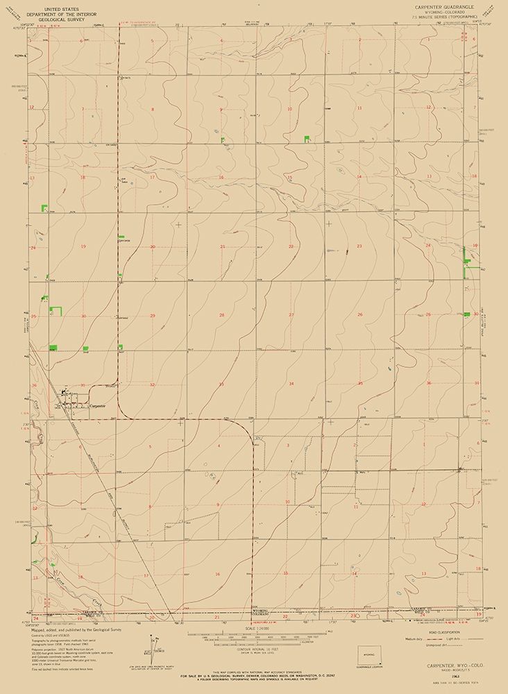 Carpenter Wyoming Quad - USGS 1963