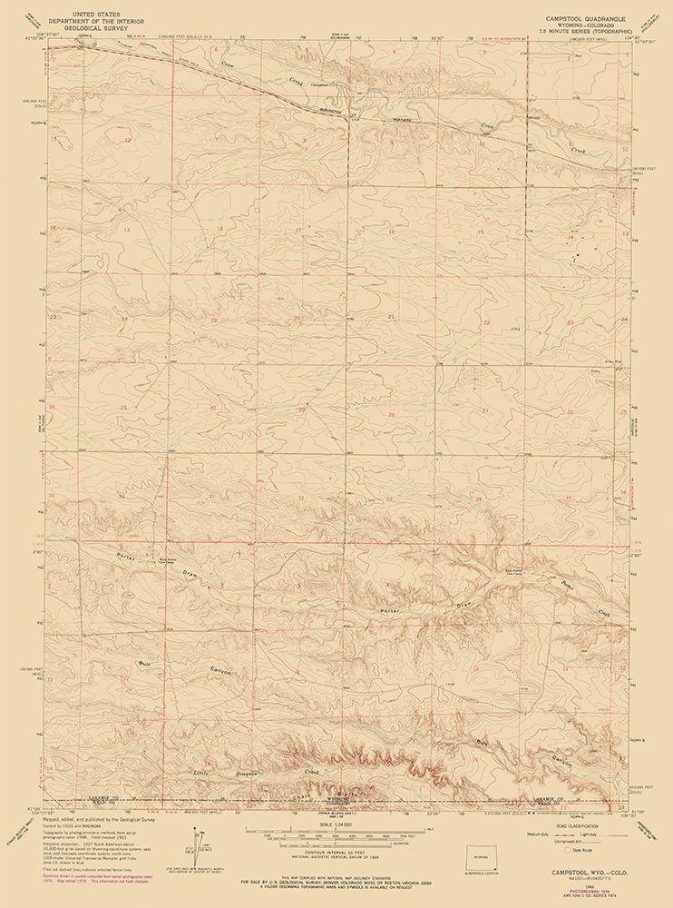 Campstool Wyoming Quad - USGS 1963