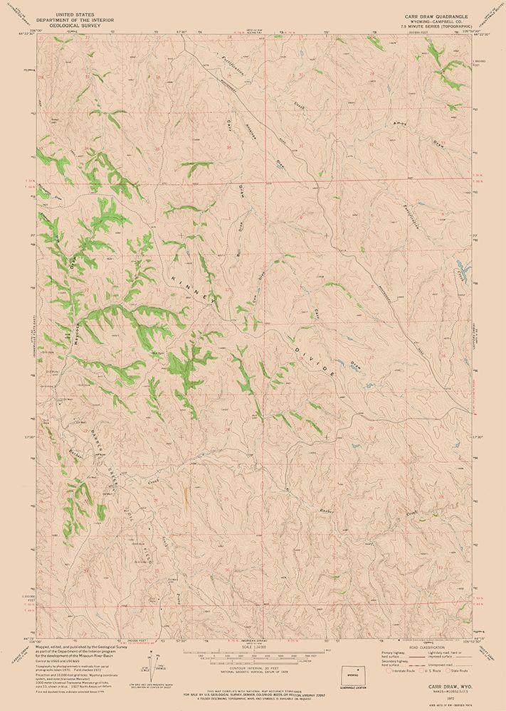 Carr Draw Wyoming Quad - USGS 1972