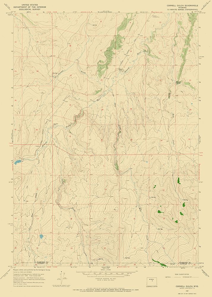 Cornell Gulch Wyoming Quad - USGS 1967
