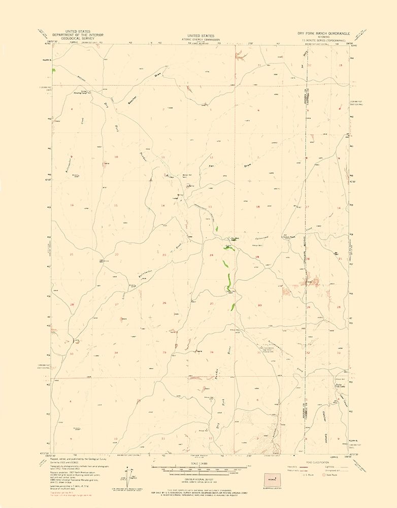Dry Fork Ranch Wyoming Quad - USGS 1973