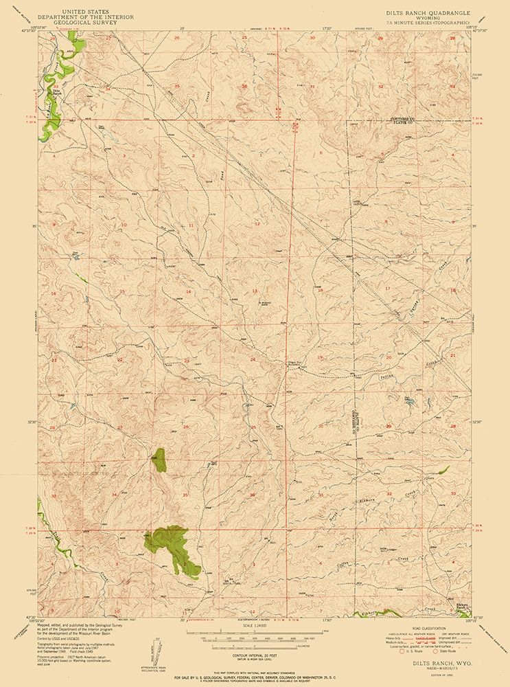 Dilts Ranch Wyoming Quad - USGS 1950