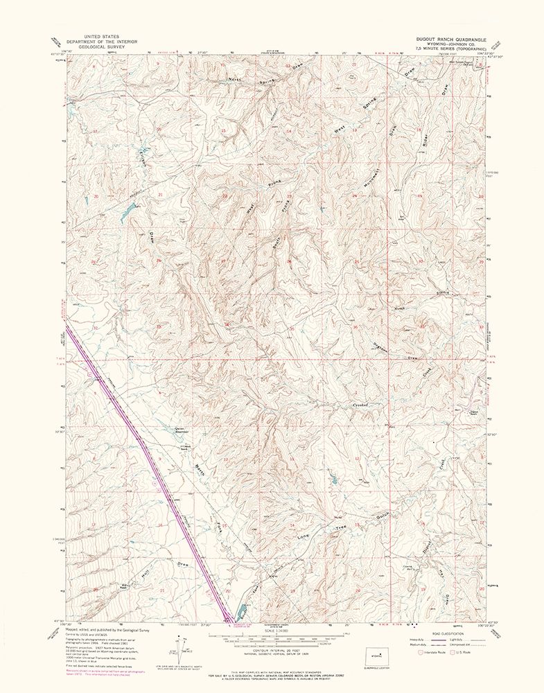 Dugout Ranch Wyoming Quad - USGS 1973