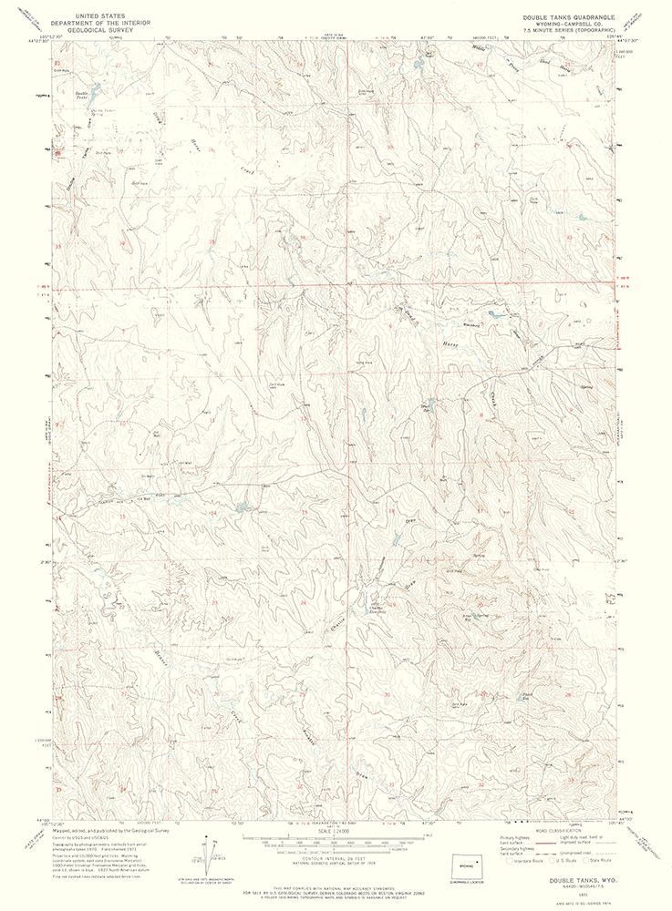 Double Tanks Wyoming Quad - USGS 1971