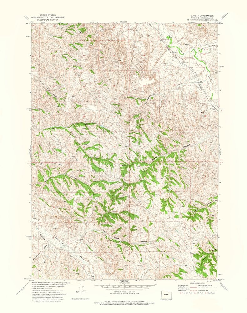 Echeta Wyoming Quad - USGS 1972