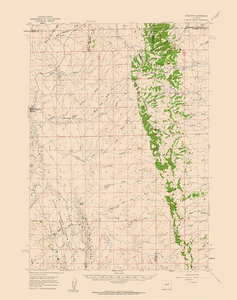 Edgerton Wyoming Quad - USGS 1959