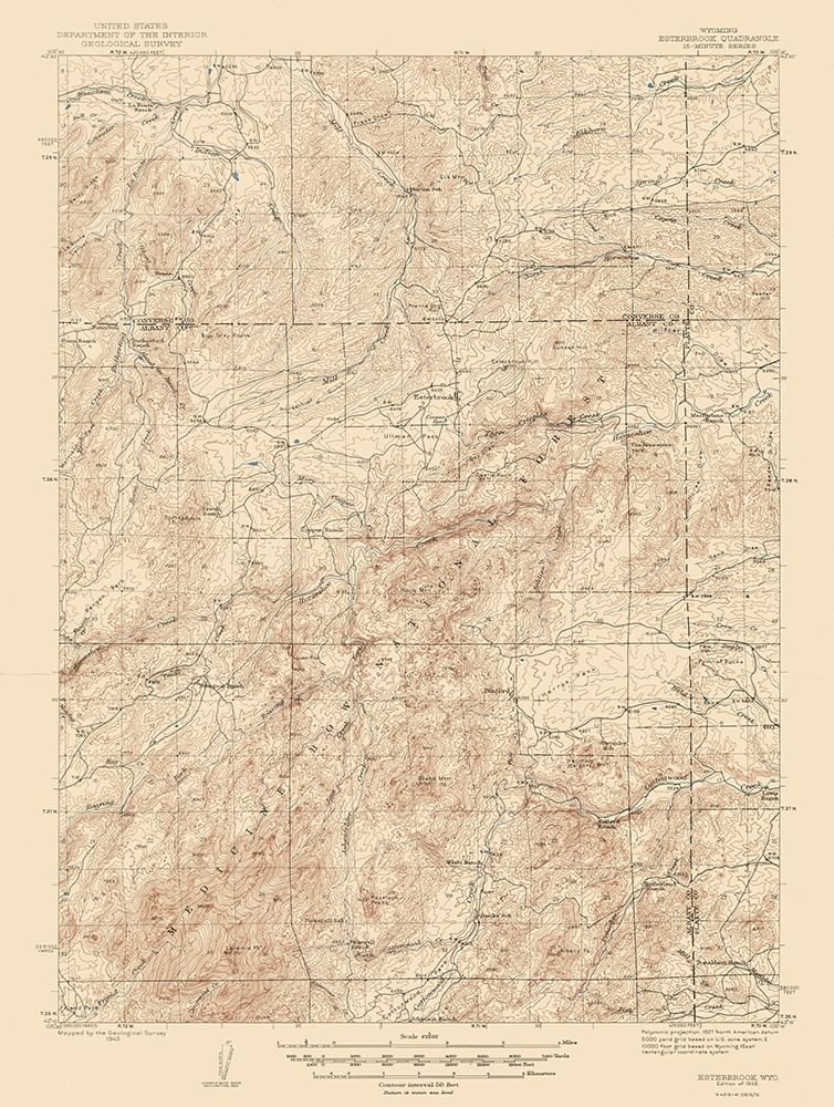 Esterbrook Wyoming Quad - USGS 1945