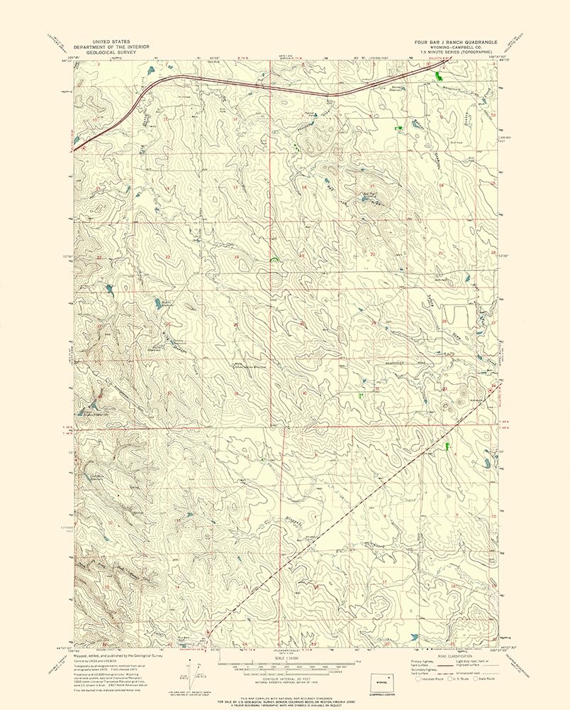 Four Bar Ranch Wyoming Quad - USGS 1971