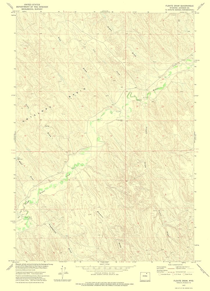 Floate Draw Wyoming Quad - USGS 1972