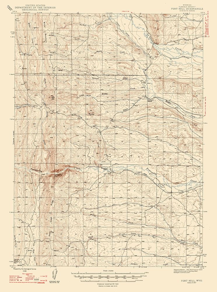 Fort Hill Wyoming Quad - USGS 1947