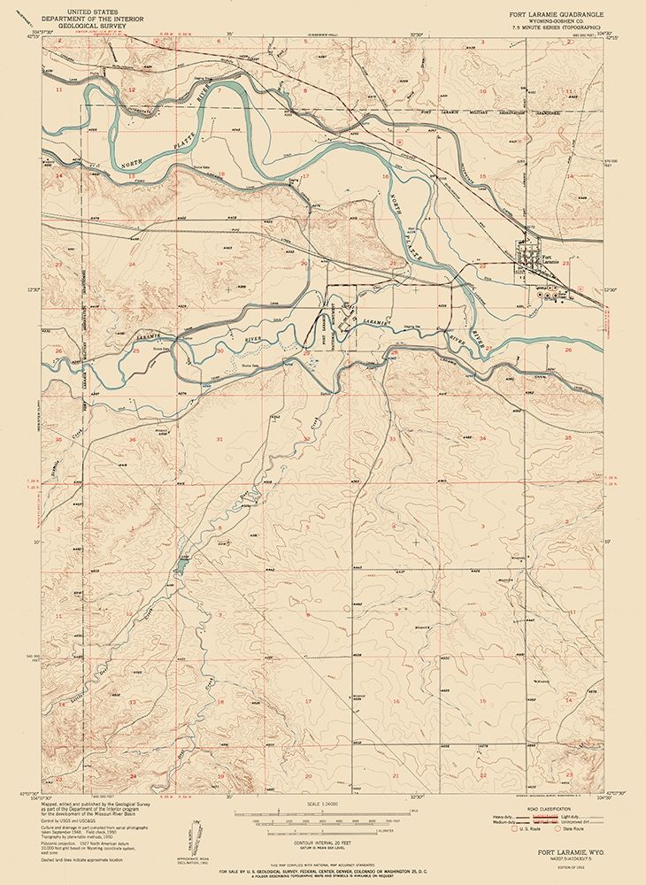 Fort Laramie Wyoming Quad - USGS 1952