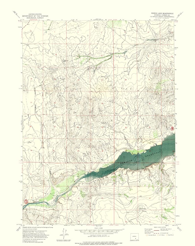 Ferris Lake Wyoming Quad - USGS 1971
