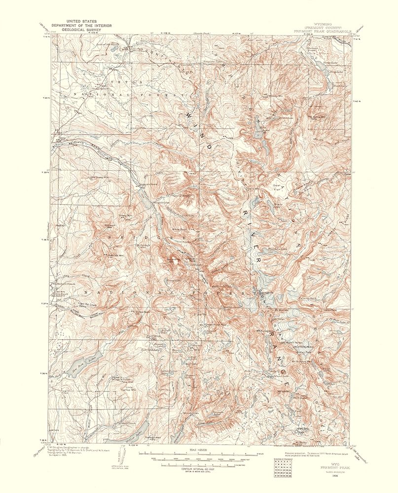 Fremont Peak Wyoming Quad - USGS 1958